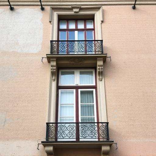 Facciata di un edificio storico prima del restauro con intonaco degradato