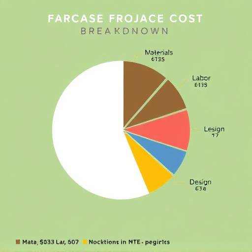 Grafico a torta che mostra la ripartizione dei costi per un progetto di facciata: materiali, manodopera, progettazione
