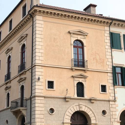 Immagine evocativa di una facciata storica di Verona con dettagli moderni di rivestimento