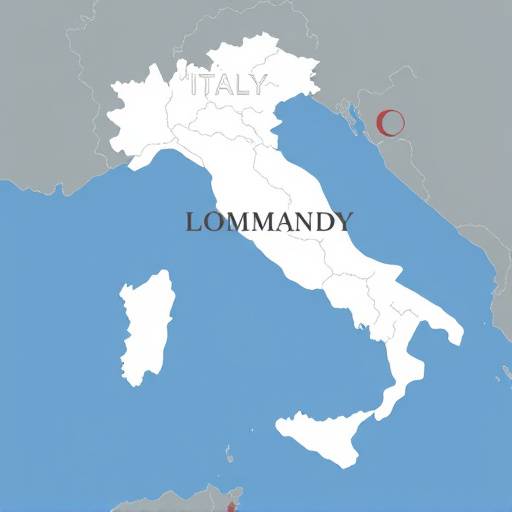 Mappa stilizzata dell'Italia con evidenziata la regione Lombardia e le aree circostanti