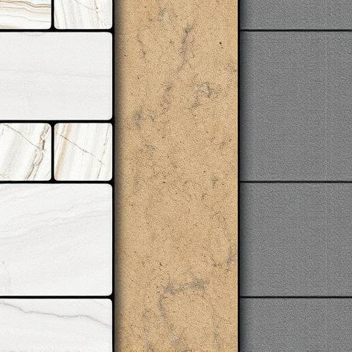 Primo piano di diversi campioni di materiali per facciate: pietra naturale, alluminio composito, ceramica
